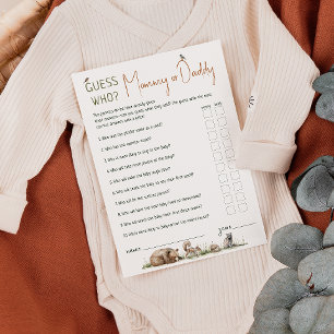 Waldtiere raten, wer Mama oder Papa-Karte ist Einladung