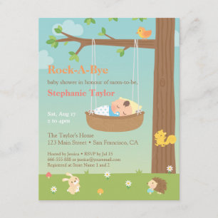 Waldtiere Rock A Bye Baby-Party Einladung