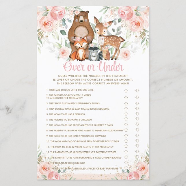 Waldtiere rosa Blüten über oder unter dem Spiel (Vorderseite)