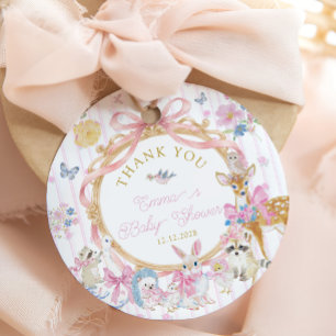 Waldtiere Rosa Mädchen Baby Shower Danke schön Geschenkanhänger