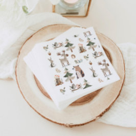 Waldtiere rustikale Babydusche Serviette