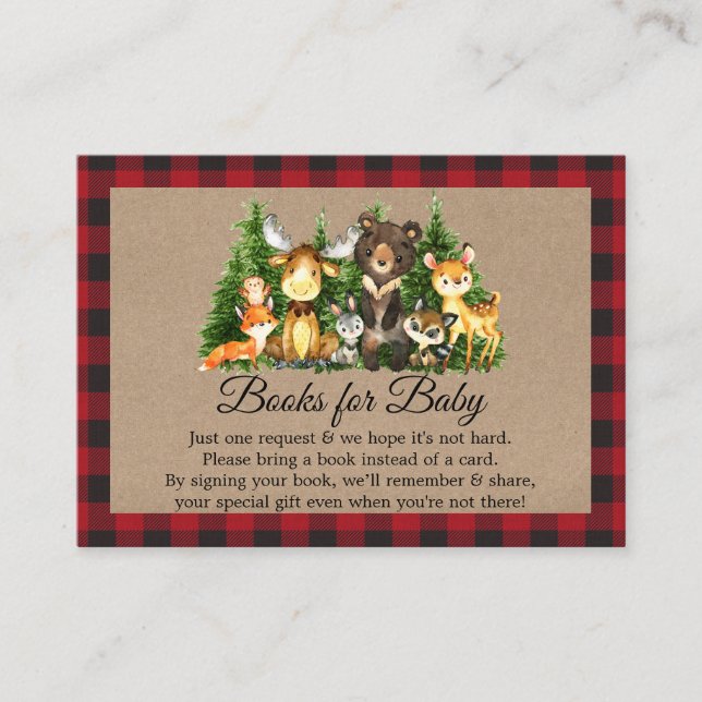 Waldtiere Rustikale Bücher für Baby Begleitkarte (Vorderseite)
