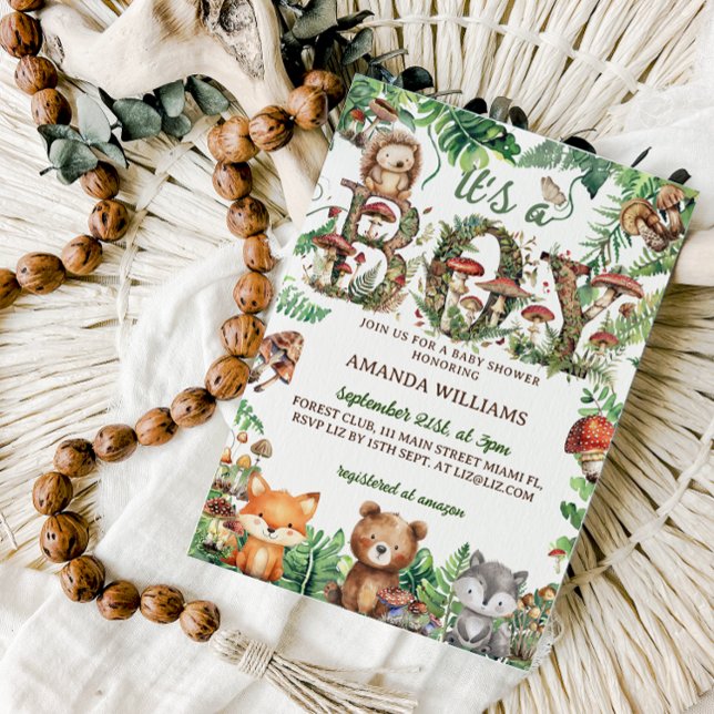 Waldtiere Rustikale Niedliche Kinderdusche Einladung (Von Creator hochgeladen)