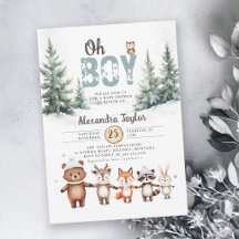 Waldtiere Rustikale Winter Boy Babydusche