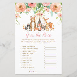 Waldtiere schätzen das Price Baby Shower Game