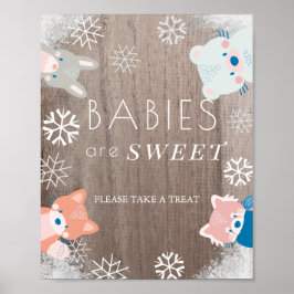 Waldtiere Schneeballdusche Sweet Leckerei Zeichen Poster