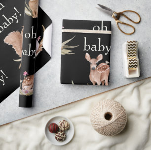 Waldtiere Schwarz Oh Baby Wrapping Paper Geschenkpapier