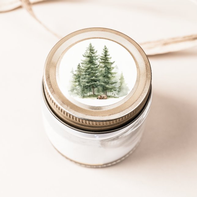 Waldtiere | Sleepy Bear Baby Dusche Gefallen Runder Aufkleber (Von Creator hochgeladen)