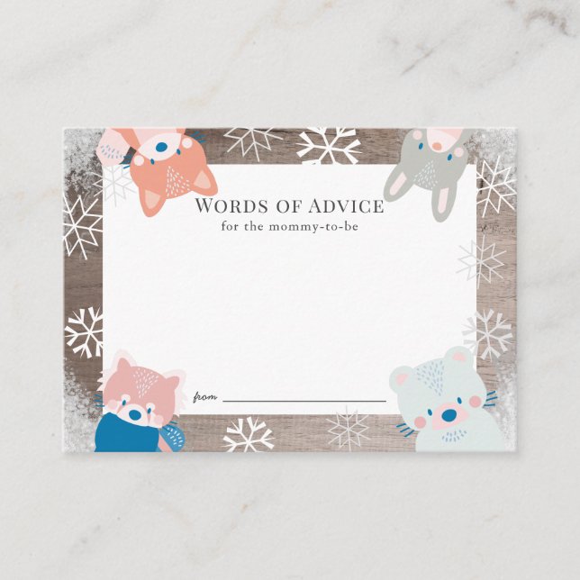 Waldtiere Snowflake Blue Advice Card Begleitkarte (Vorderseite)