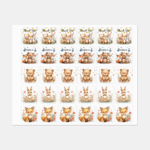 Waldtiere Süßer Bär Fuchs Häschen Kinder Geburtsta Etiketten