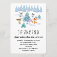 Waldtiere tanzen um das Weihnachtsbaum-Party