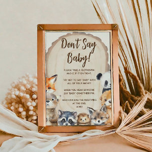 Waldtiere Thema Sag nicht Baby Spielposter Poster