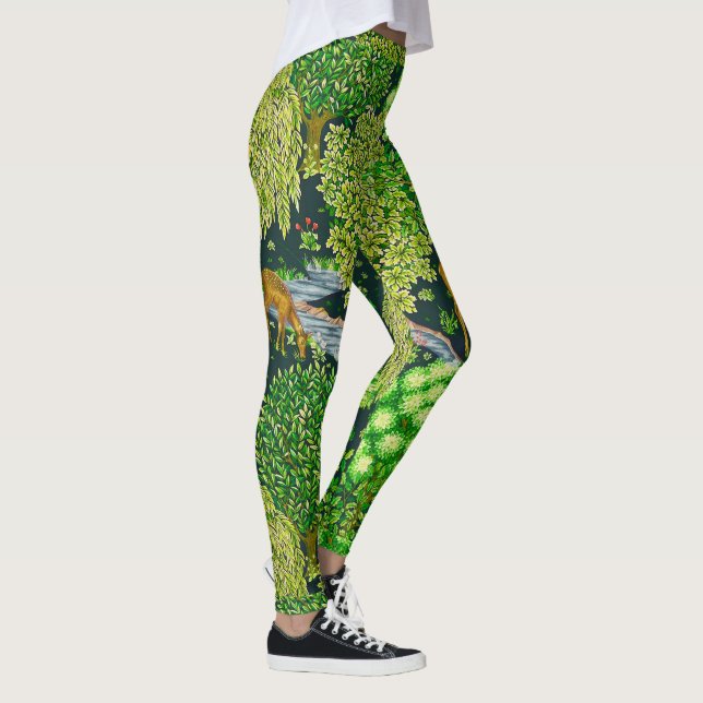 WALDTIERE, TIERE MIT BROOK, grüne Blume Leggings (Rechts)