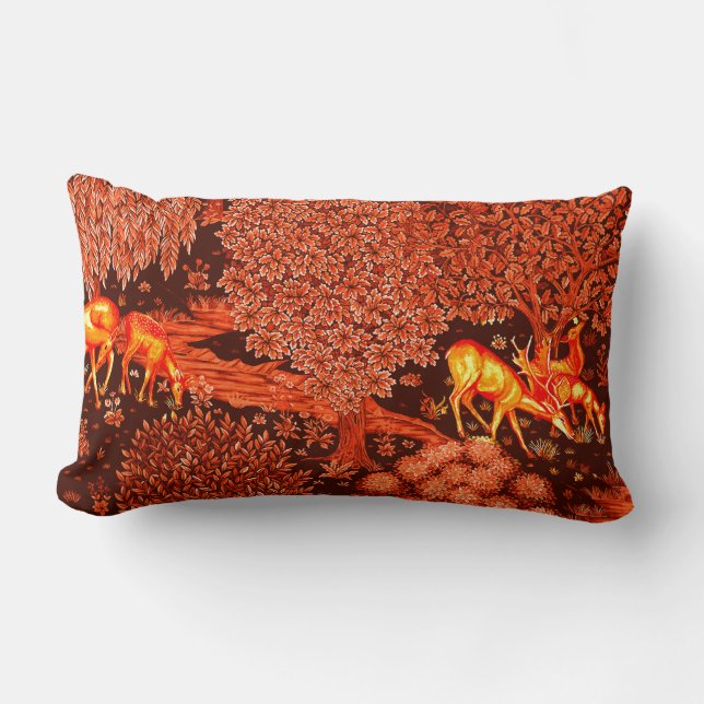 WALDTIERE, TIERE MIT ROCKENER, roter, gelber Blume Lendenkissen (Vorderseite)