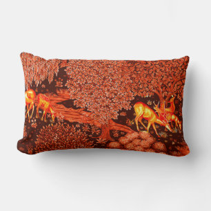 WALDTIERE, TIERE MIT ROCKENER, roter, gelber Blüte Lendenkissen