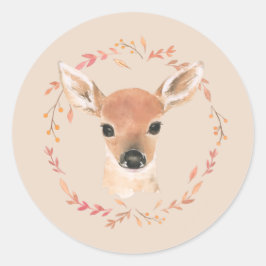 Waldtiere Tiere Wasserfarbe Minimalistisch Runder Aufkleber