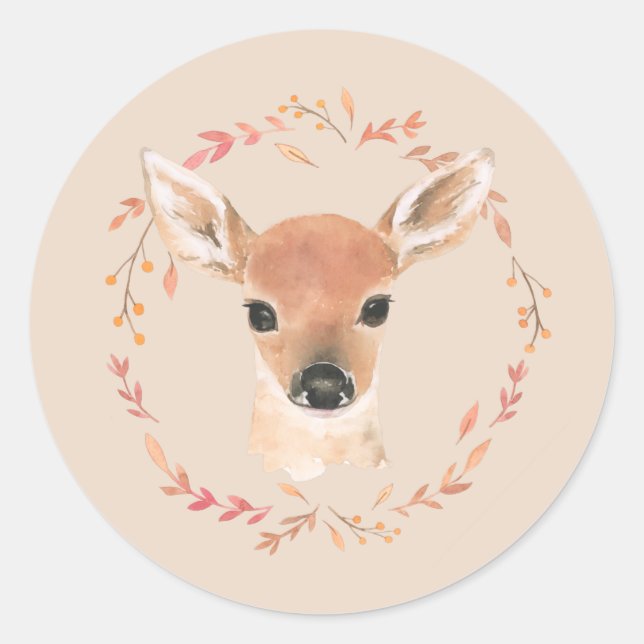 Waldtiere Tiere Wasserfarbe Minimalistisch Runder Aufkleber (Vorderseite)