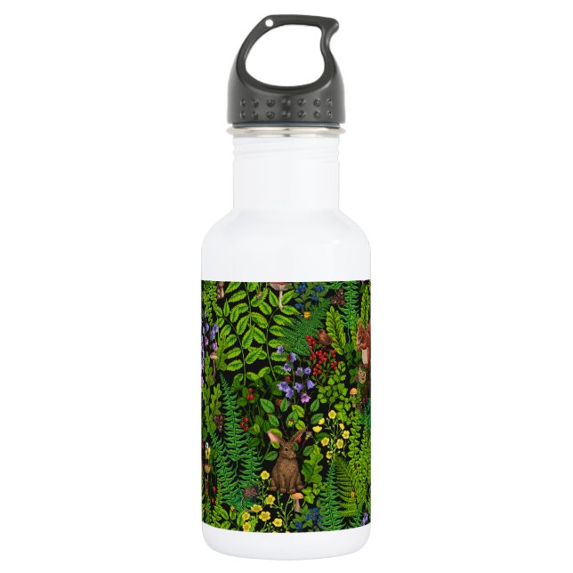 Waldtiere und Pflanze Edelstahlflasche (Vorderseite)