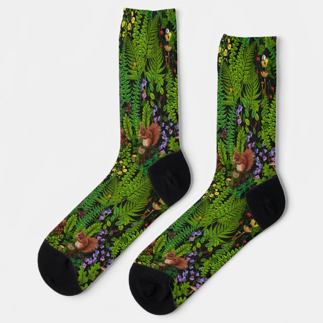 Waldtiere und Pflanze Socken (Linkes Detail)