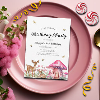 Waldtiere und Pilze der Mädels 8. Geburtstag Einladung