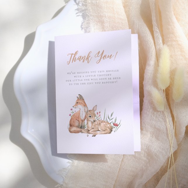 Waldtiere Vintage Babydusche Dankeskarte (Von Creator hochgeladen)
