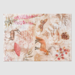 Waldtiere Vintage Dekoupage der Antike Seidenpapier