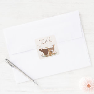 Waldtiere Wald Freunde Baby Shower Dank Quadratischer Aufkleber