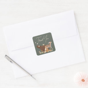 Waldtiere Wald Freunde Baby Shower Danke Quadratischer Aufkleber