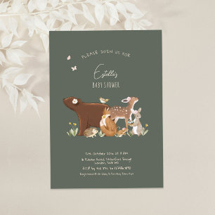 Waldtiere Wald Freunde Baby Shower Einladung