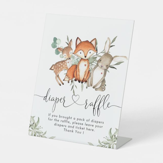 Waldtiere Wald Kinderdusche Windelwindeln Sockelschild (Vorderseite)