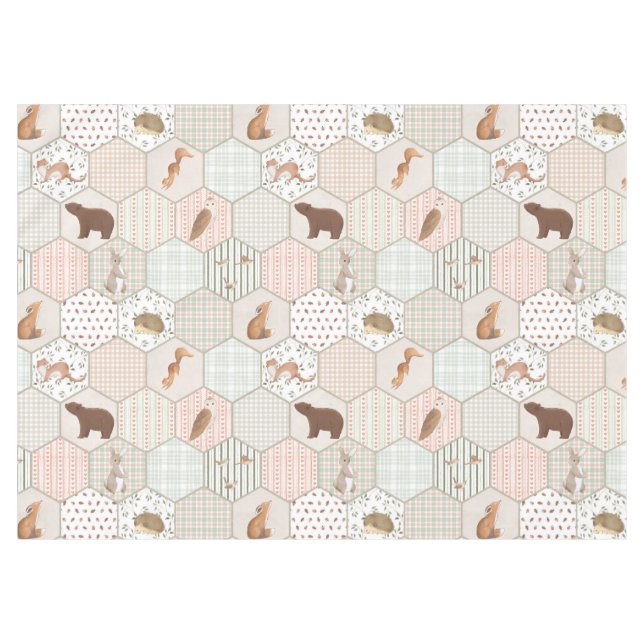Waldtiere Wald Patchwork Baby Shower Geschenk Tischdecke (Vorderseite (Horizontal))