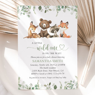 Waldtiere, Wald, Wild One, Babydusche Einladung