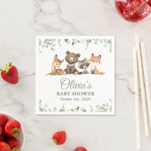Waldtiere, Wald, Wild One, Babydusche Serviette