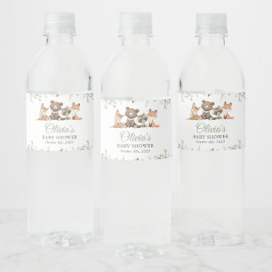 Waldtiere, Wald, Wild One, Babydusche Wasserflaschenetikett