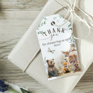 Waldtiere Waldgrün Baby Dusche Geschenkanhänger
