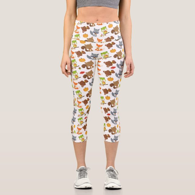 Waldtiere, Waldtiere, Falltiere Capri Leggings (Vorderseite)