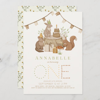 Waldtiere Waldtiere Party 1. Geburtstag Einladung