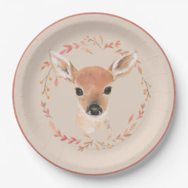 Waldtiere Wasserfarben Minimalistische Babydusche Pappteller