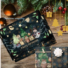 Waldtiere Weihnachten Aquamarin Geschenkpapier Set
