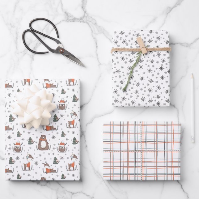 Waldtiere Weihnachten Geschenkpapier Set (Vorderseite)