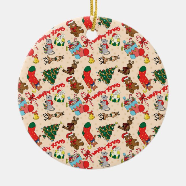 Waldtiere Weihnachten Keramik Ornament (Vorne)
