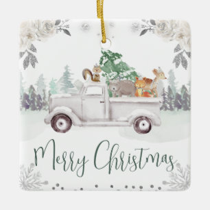 Waldtiere Weihnachten Keramikornament