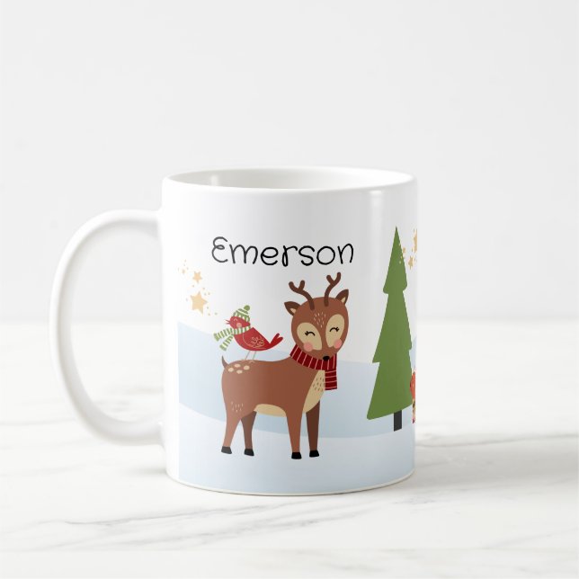 Waldtiere Weihnachten personalisierte Mug Kaffeetasse (Links)