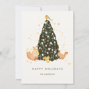 Waldtiere Weihnachtsbaum White Holiday Card Feiertagskarte