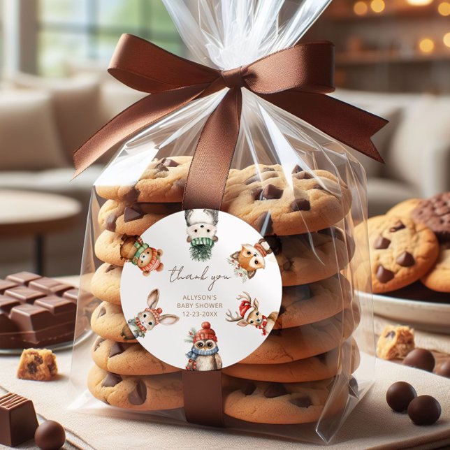 Waldtiere Weihnachtsdusche Runder Aufkleber (Von Creator hochgeladen)