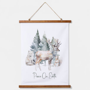 Waldtiere Weihnachtsfeiertag  Wandteppich Mit Holzrahmen