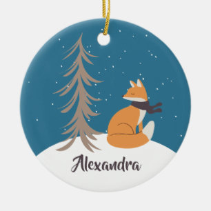 Waldtiere Weihnachtsfox Keramik Ornament