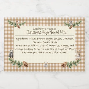 Waldtiere Weihnachtsgebäck Mix Gingham Lebensmitteletikett