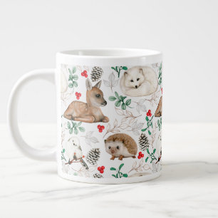 Waldtiere, Weißes Weihnachtsmuster Jumbo-Tasse