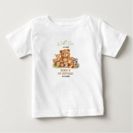 Waldtiere Wilde Geburtstagsfeier 1. Geburtstag Baby T-shirt